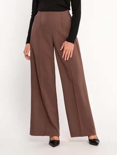 Брюки свободного кроя из смесовой вискозы коричневого цвета